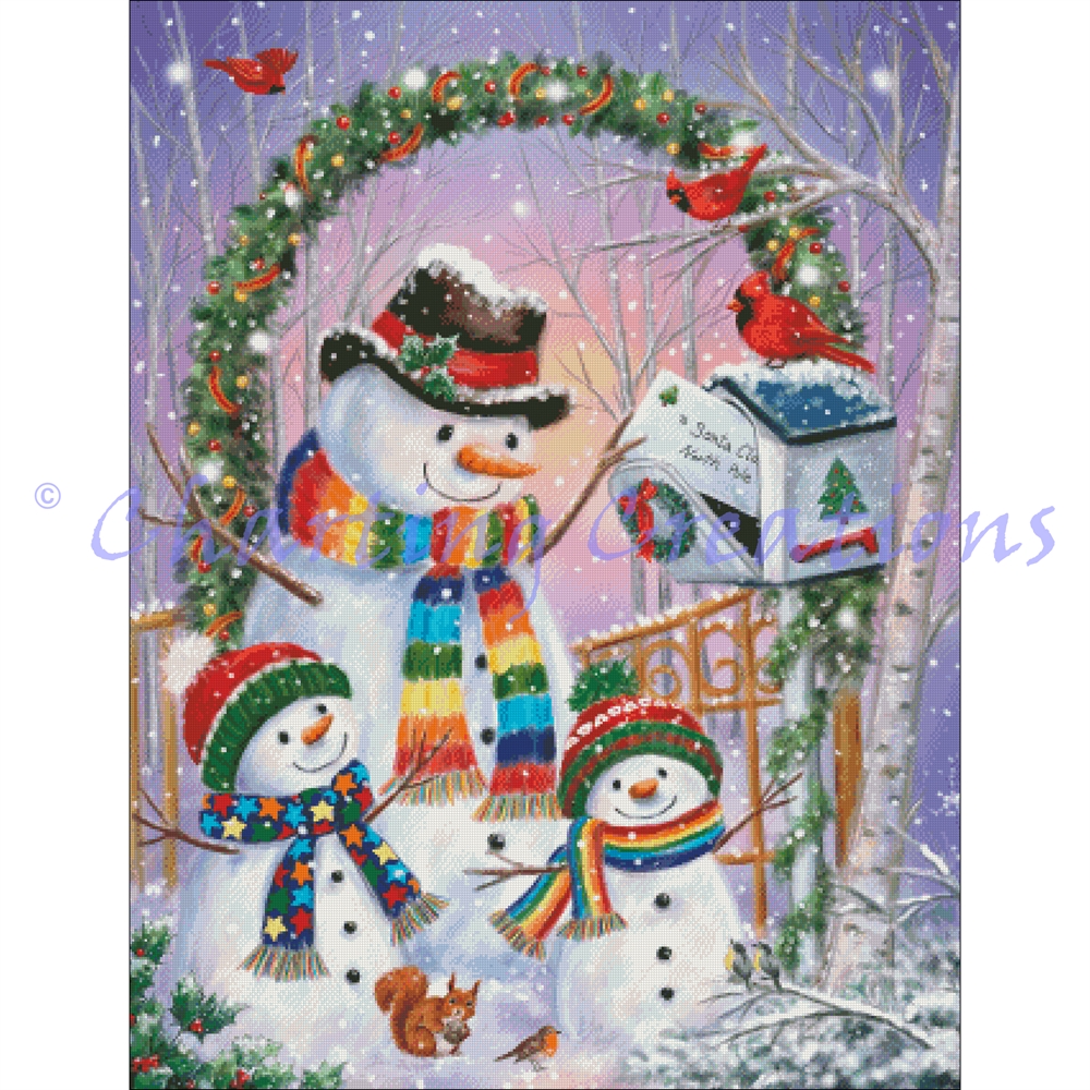 Snowman Family Posting A Letter